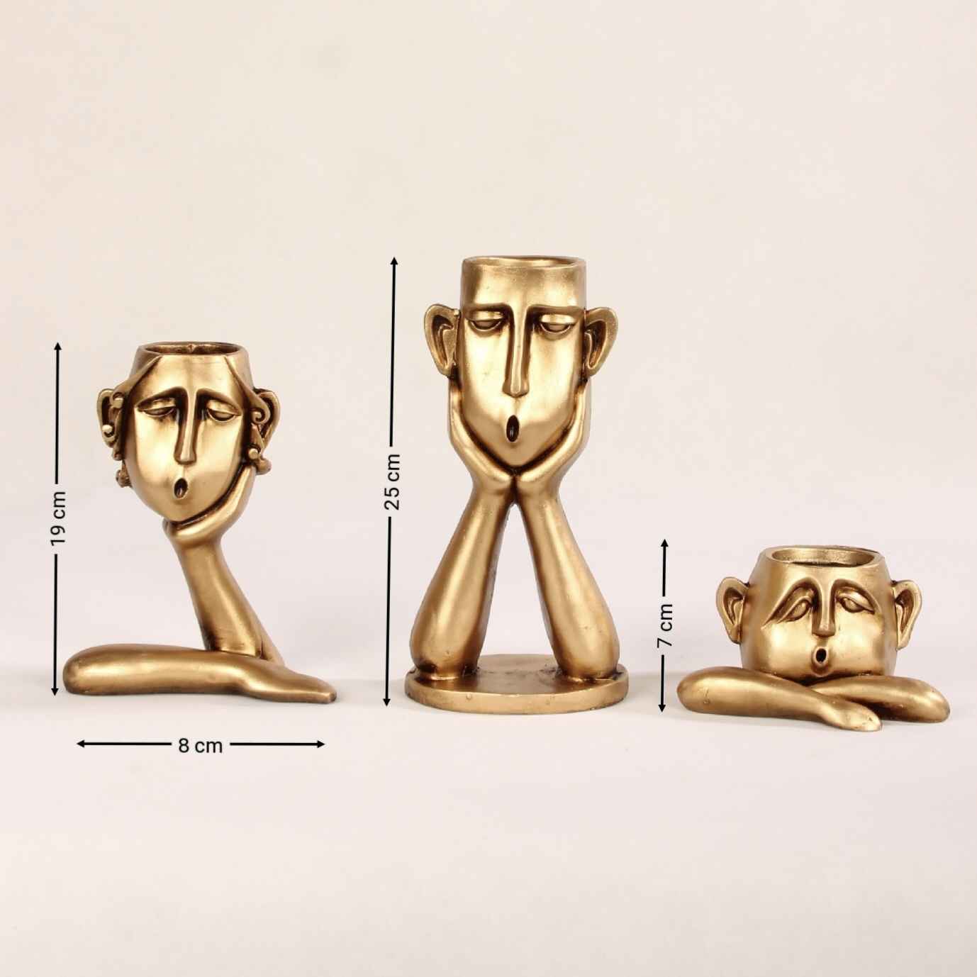 Set of Three Decorative Sculptural Vases, Featuring a Human Face Design for a Bold Modern Artistic Statement