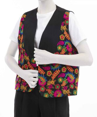 Women's Cropped Vest with Embroidered Paisley Design and Persian Inspired Detail