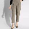 Fit Plain Pleated Pants with Belt for Women