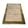 Genuine Handwoven Persian Minimalist Gabbeh Rug - Bordered Cream Wool