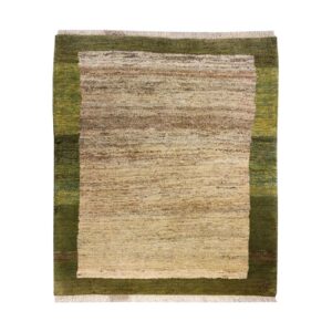 Genuine Handwoven Persian Minimalist Gabbeh Rug – Bordered Cream Wool