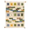 Handwoven Persian Kheshti Gabbeh Rug - Geometric Cream Wool
