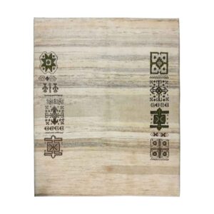 Genuine Handwoven Persian Minimalist Gabbeh Rug – Solid Cream Wool