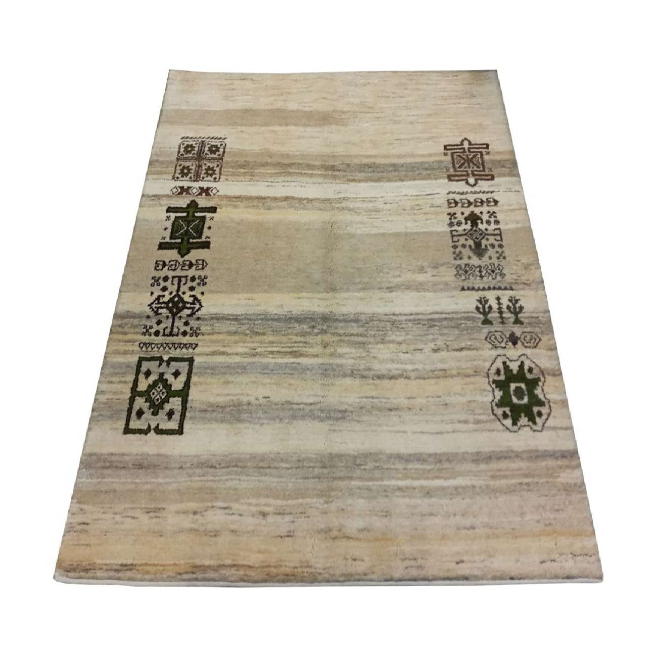 Genuine Handwoven Persian Minimalist Gabbeh Rug – Solid Cream Wool