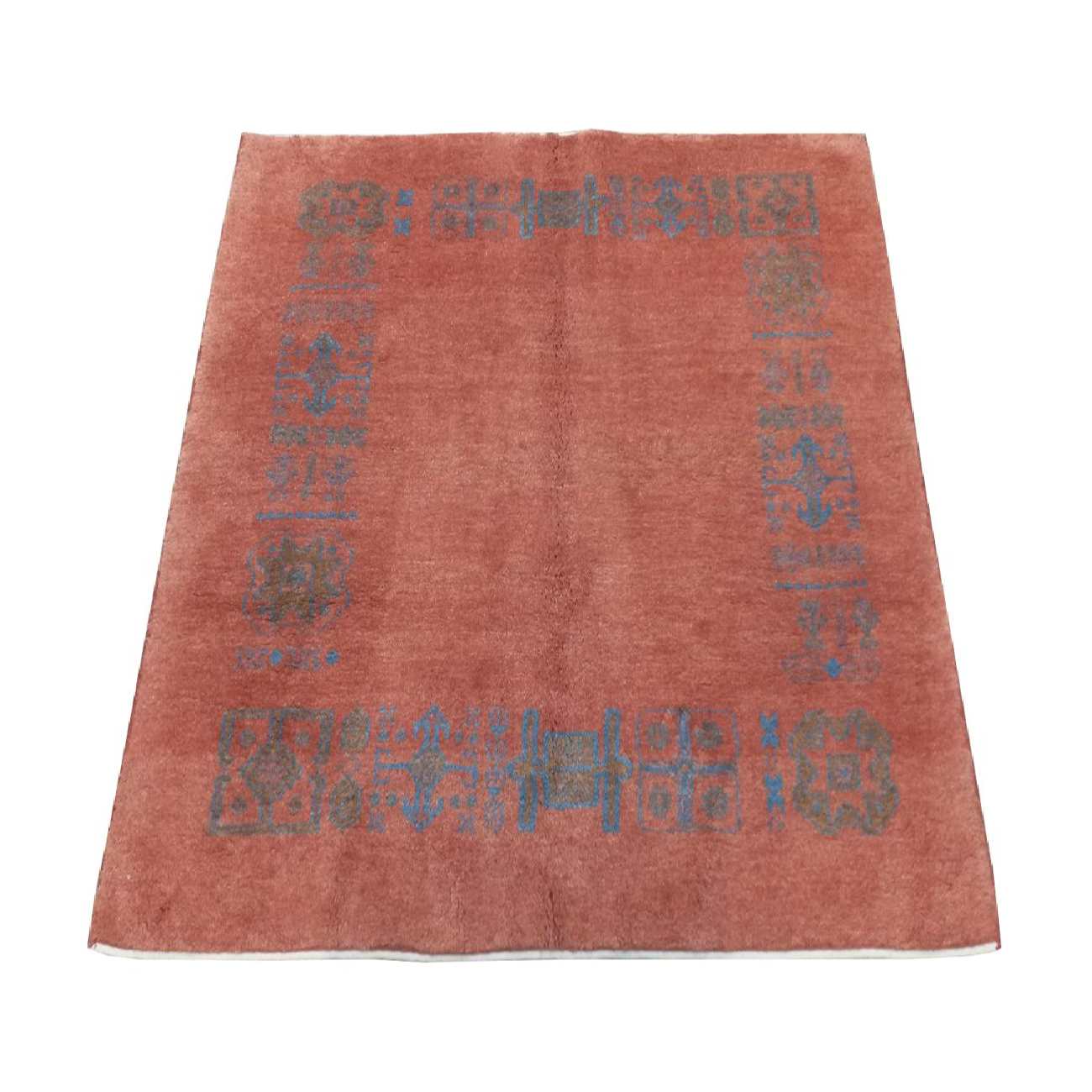 Genuine Handwoven Persian Minimalist Gabbeh Rug – Bordered Pink Wool