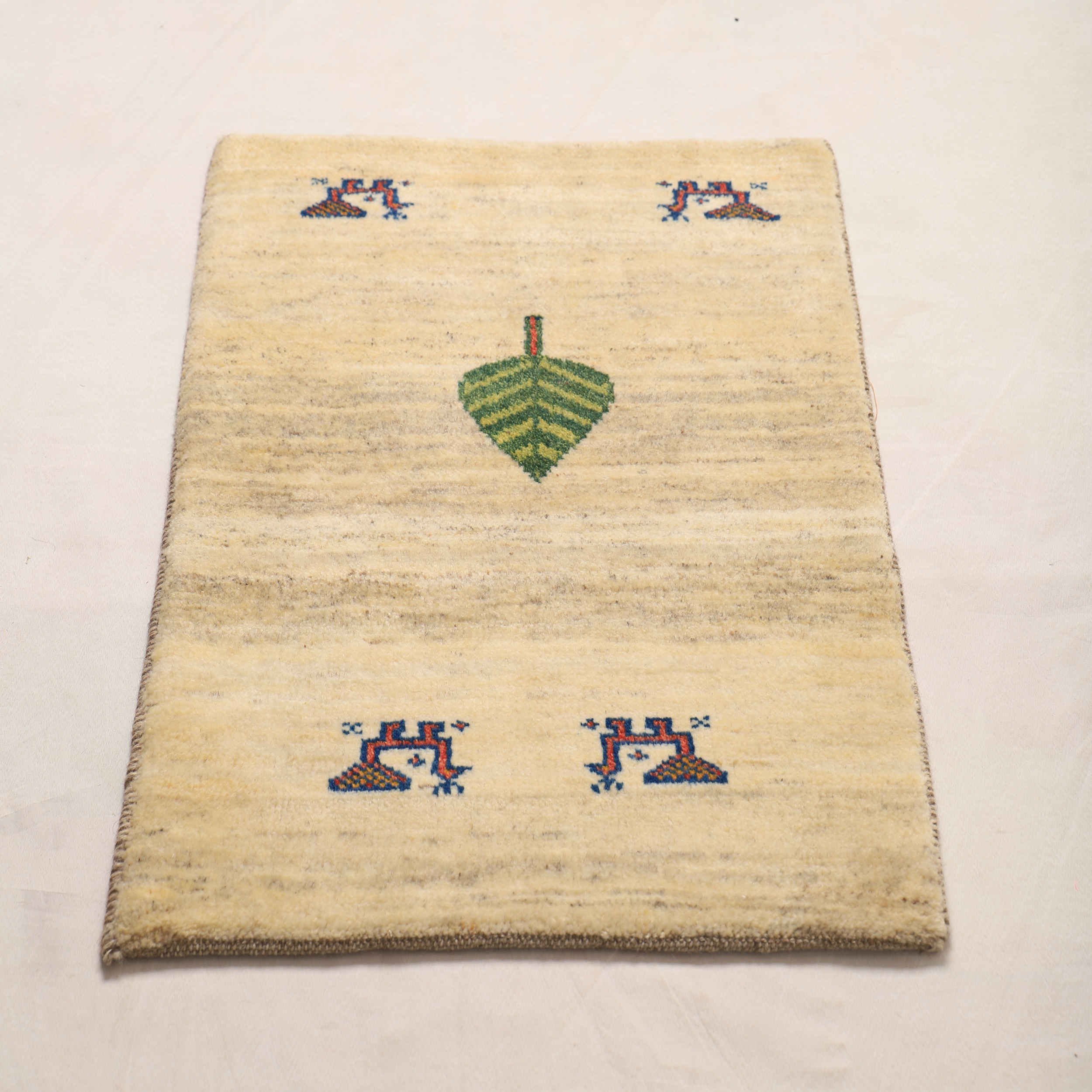 Authentic Handwoven Persian Tree of Life Gabbeh Rug – Cream Wool