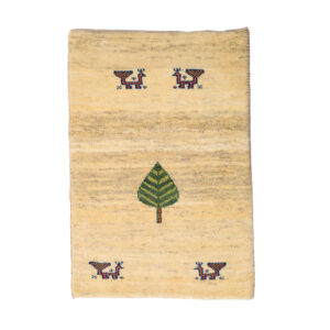 Authentic Handwoven Persian Tree of Life Gabbeh Rug – Cream Wool