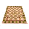 Handwoven Persian Geometric Gabbeh Rug - Checkered Cream Wool
