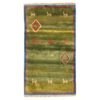 Handwoven Persian Minimalist Gabbeh Rug with Animal Motifs - Green Wool