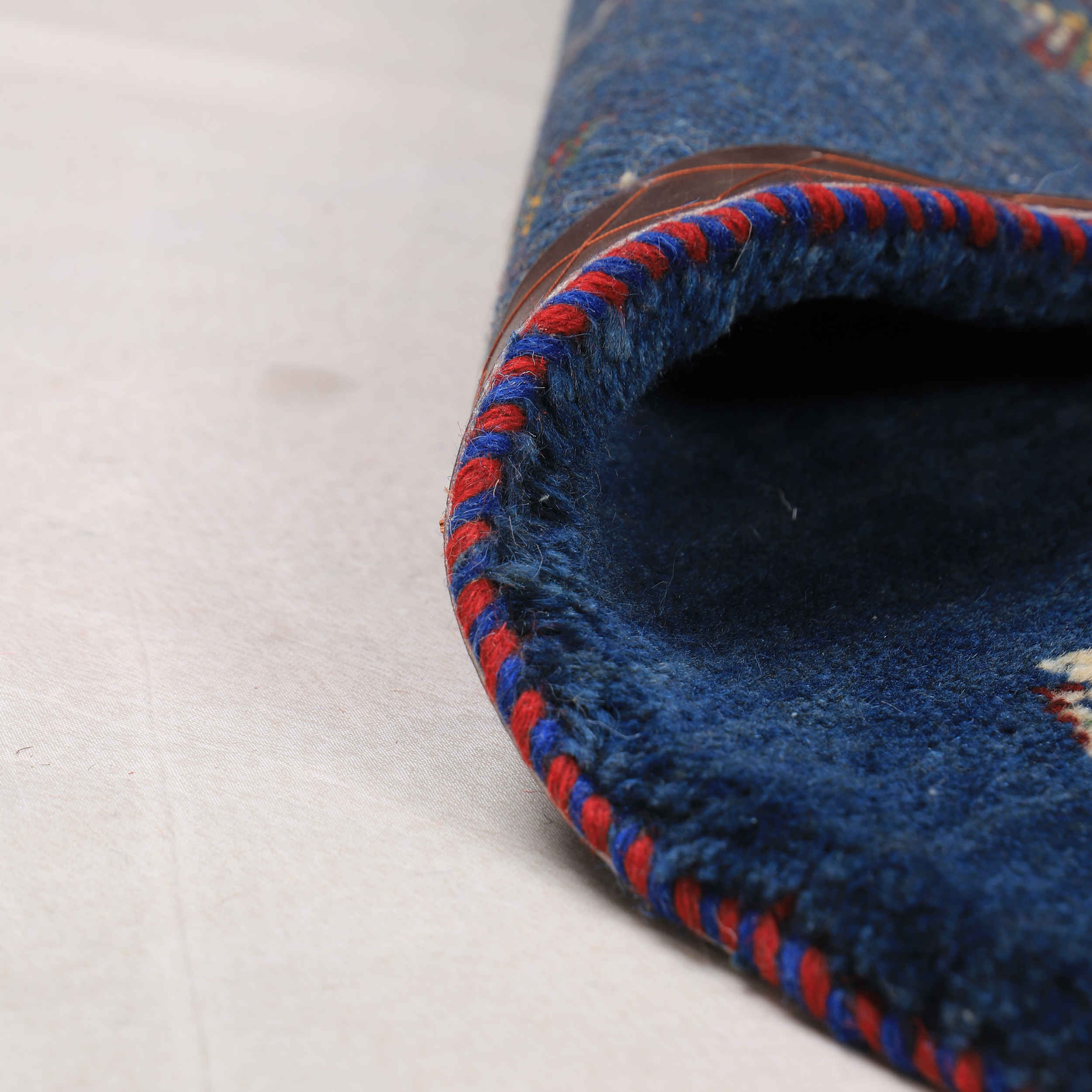 Handwoven Persian Minimalist Gabbeh Rug – Solid Navy Blue Wool