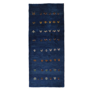 Handwoven Persian Minimalist Gabbeh Rug – Solid Navy Blue Wool
