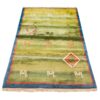 Handwoven Persian Minimalist Gabbeh Rug with Animal Motifs - Green Wool