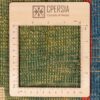 Handwoven Persian Minimalist Gabbeh Rug with Animal Motifs - Green Wool