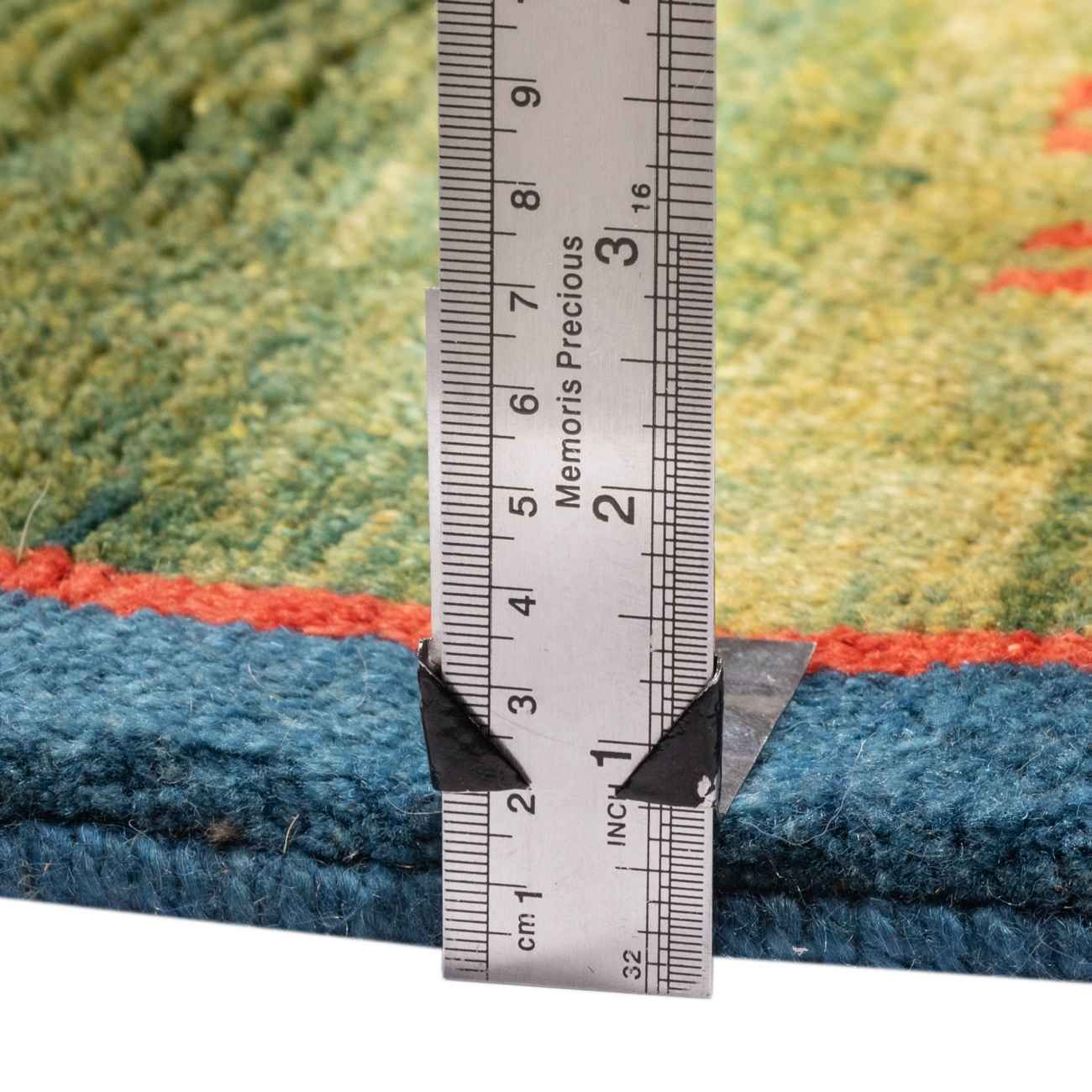 Handwoven Persian Minimalist Gabbeh Rug with Animal Motifs – Green Wool