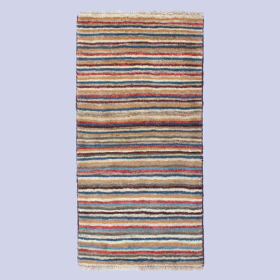 Genuine Handwoven Persian Striped Gabbeh Rug in Cream - Wool