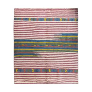 Genuine Handwoven Persian Striped Gabbeh Rug in Red – Premium Wool
