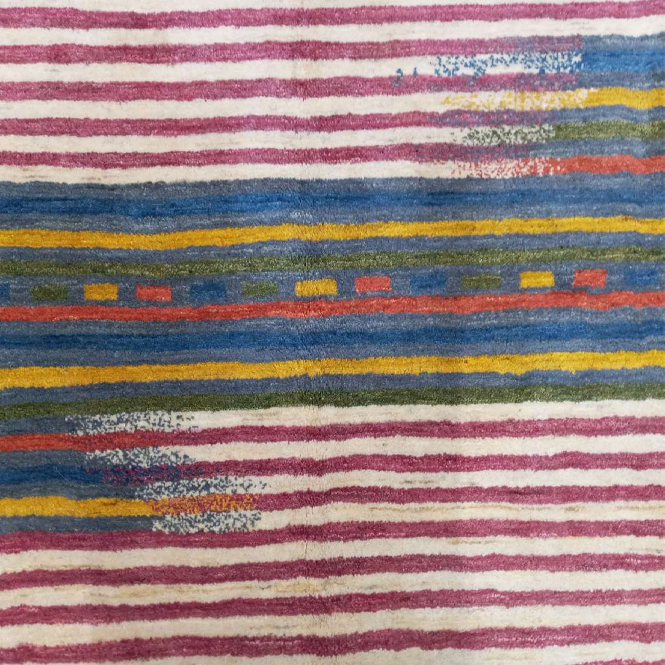 Genuine Handwoven Persian Striped Gabbeh Rug in Red – Premium Wool