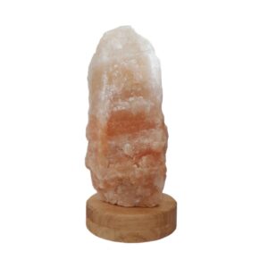 Persian Glow Salt Lamp – Handcrafted with Wooden Base & Rock Design