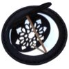 Handmade Leather Pocket Mirror - Black Eslimi Persian Design
