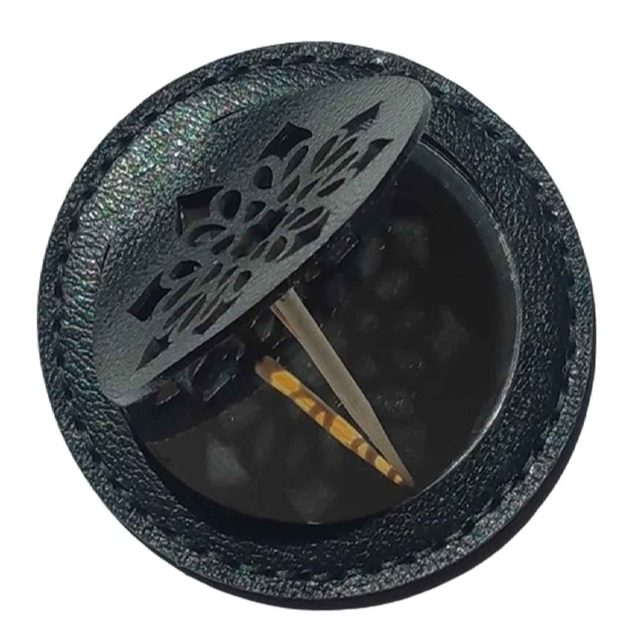 Handmade Leather Pocket Mirror – Black Eslimi Persian Design
