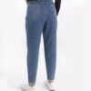 High waist straight Blue jeans for Women with Pocket