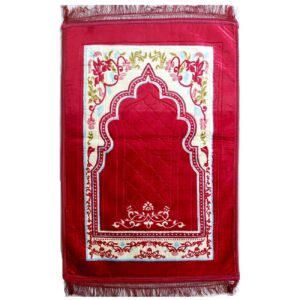Islamic Prayer Rug Sajadah Janamaz Padded in Traditional Floral Mihrab