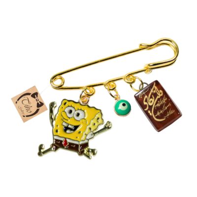 Wa In Yakad SpongeBob Metal Safety Pin Brooch – Islamic Newborn Design