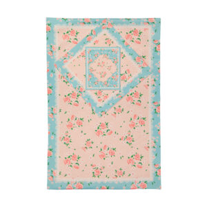 Islamic Thin Prayer Mat Janamaz with Velvet Floral Pink