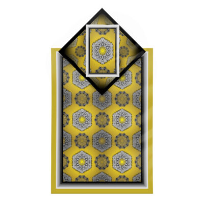 Islamic Velvet Thin Prayer Mat Sajadah Traditional Eslimi Design Yellow