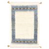Authentic Handwoven Persian Minimalist Gabbeh Rug - Bordered White Wool