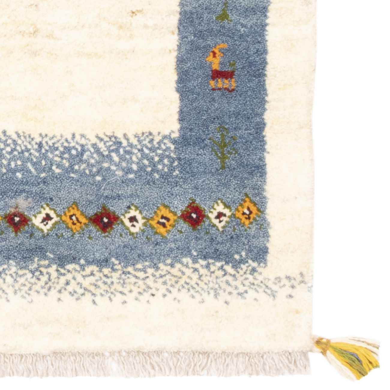 Authentic Handwoven Persian Minimalist Gabbeh Rug – Bordered White Wool