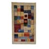 Genuine Handwoven Persian Kheshti Gabbeh Rug - Geometric Bordered Cream Wool