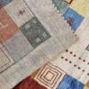 Genuine Handwoven Persian Kheshti Gabbeh Rug - Geometric Bordered Cream Wool