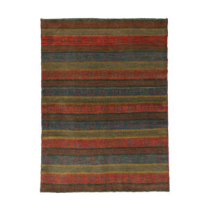 Handwoven Persian Striped Gabbeh Rug in Red – Wool