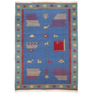 Fars Bordered Animal Motif Kilim Rug – Handwoven Persian Wool