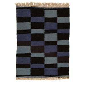 Checkered Isfahan Kilim Rug – Handwoven Authentic Persian Wool Art