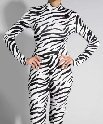 Women's Zebra Print Long Sleeve Blouse in Polyester with Casual Animal Pattern