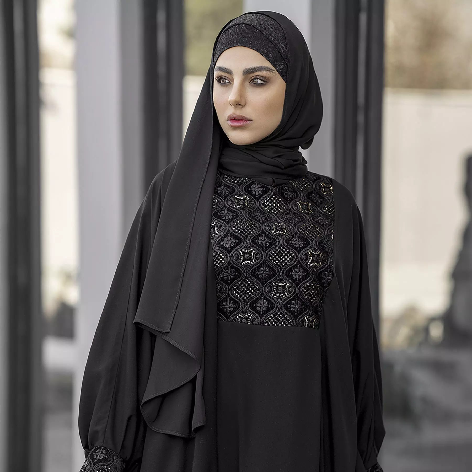 Loose Fit Butterfly Abaya for Muslim Women – Black Crepe Fabric