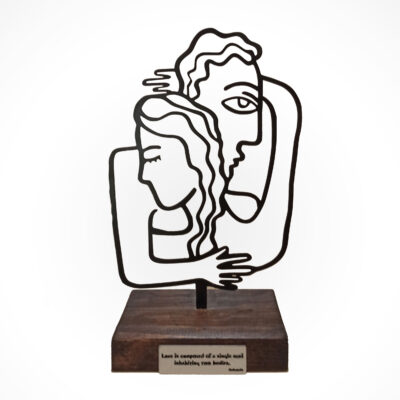 Metal Minimalist Figurine Sculpture Artwork Couple Hug