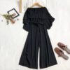 Off the Shoulder Jumpsuit with Ruffles for Women Model Cloak