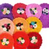 Handwoven Bath Mitt Loofah with Flower Design (x5)