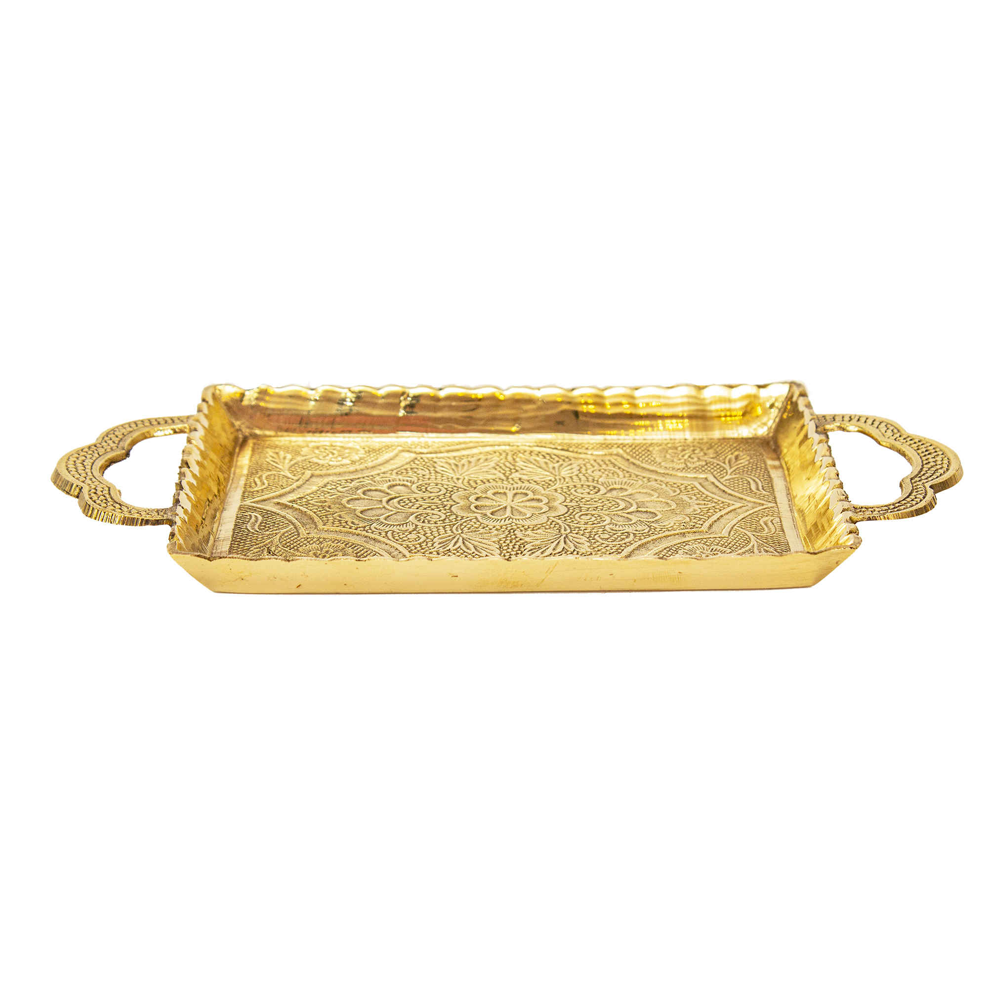 Persian Brass Serving Tray – Traditional Engraved Floral Design Tray