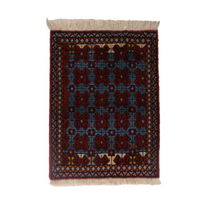 Hand-Knotted Persian Khorasan Rug (Bukhara Design / Tribal Geometric) – Maroon Wool