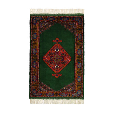 Hand-Knotted Persian Golestan Tribal Rug (Floral Medallion) - Green Wool