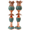 Handcrafted Persian Copper Candlestick - Inlaid Turquoise (2x)