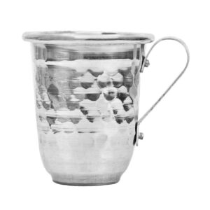Persian Copper Cup – Handcrafted with Handle for Cold Drinks – Hammered Silver Color