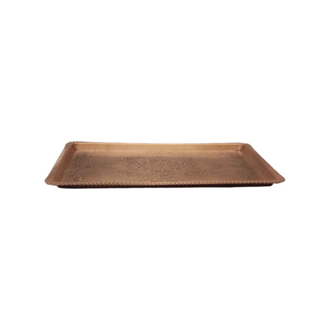 Persian Copper Serving Tray – Traditional Hammered Floral Paisley Tray