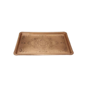 Persian Copper Serving Tray – Traditional Hammered Floral Paisley Tray