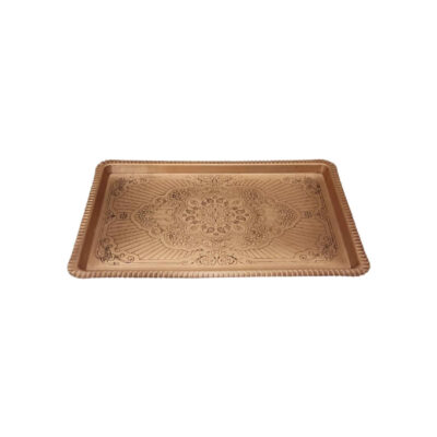 Persian Copper Serving Tray - Traditional Hammered Floral Paisley Tray