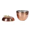 Handcrafted Persian Copper Sugar Bowl with Lid - Hammered Apple Design